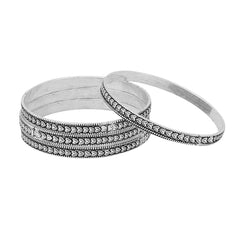 Yellow Chimes Oxidised Bangles for Women Oxidised Silver Bangles 4 PCs Traditional Silver Bangles Set for Women and Girls