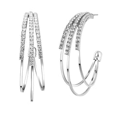 Kairangi Earrings for Women and Girls Hoop Earrings for Girls | Silver Toned Crystal Studded Hoop Earrings | Birthday Gift for girls and women Anniversary Gift for Wife