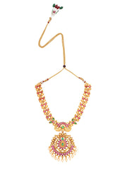 Yellow Chimes Women's Temple Traditional Gold Plated Studded Stone Antique Jewellery Necklace Set