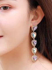 Yellow Chimes Earrings for Women and Girls Multicolor Crystal Dangler Earrings for Women | Gold Plated Heart Shaped Long Danglers Earrings | Birthday Gifts For Women Valentine Gift for Girls
