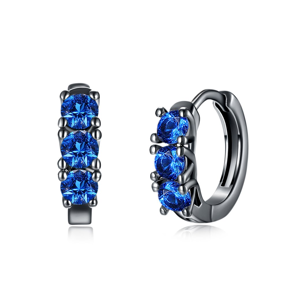 Yellow Chimes A5 Grade Blue Crystal Black Gun Plated Clip On Earrings for Women & Girls