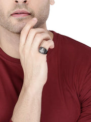 Yellow Chimes Rings for Men Black Colored Stainless Steel Titanium band Style Rings for Men and Boys