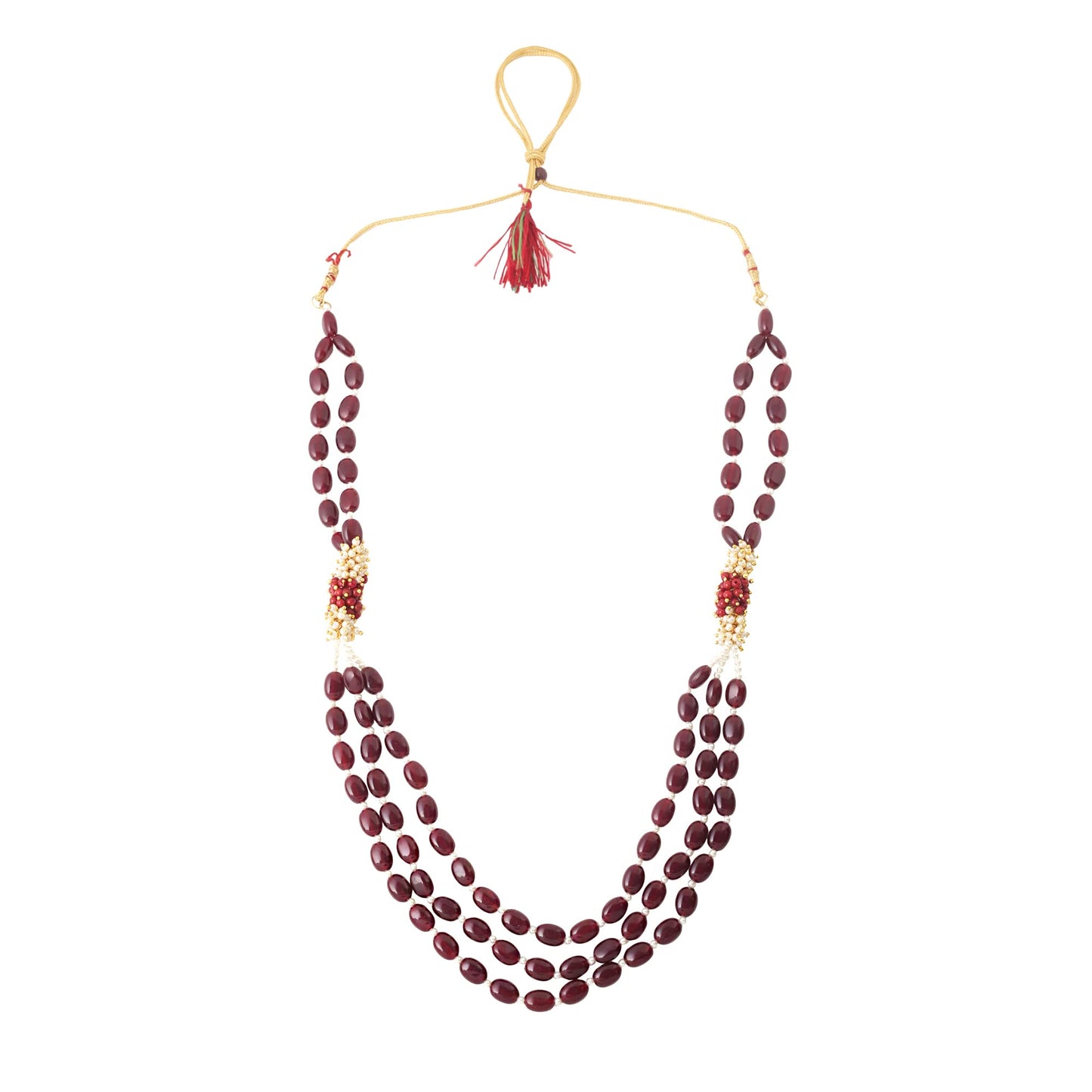 Yellow Chimes Jewellery Set for Women and Girls Beads Necklaces Set | Multilayer Maroon Beads Beaded Designed Necklace Set | Birthday Gift for girls and women Anniversary Gift for Wife