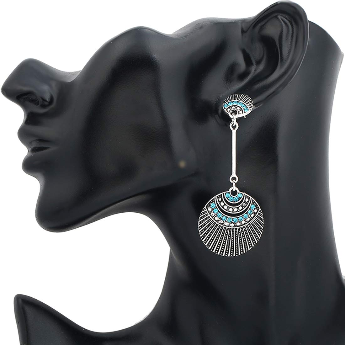 Yellow Chimes Fashion Tribal Looks Base Metal Silver, Blue Tassel Earring for Women