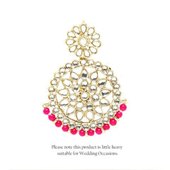 Yellow Chimes Chandbali Earrings for Women Gold Plated Kundan Studded Pink Pearl Drop Earrings For Women And Girls