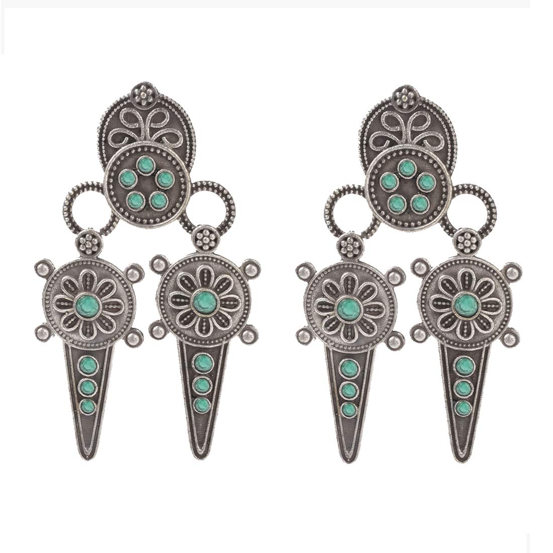 Yellow Chimes Genuine Silver look-alike Oxidised Chandbali Earrings Silver Polish Statement Traditional Drop Earrings for Women & Girls