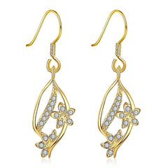 YELLOW CHIMES Golden Flower and Petal High Grade Crystal Earrings for Women and Girls