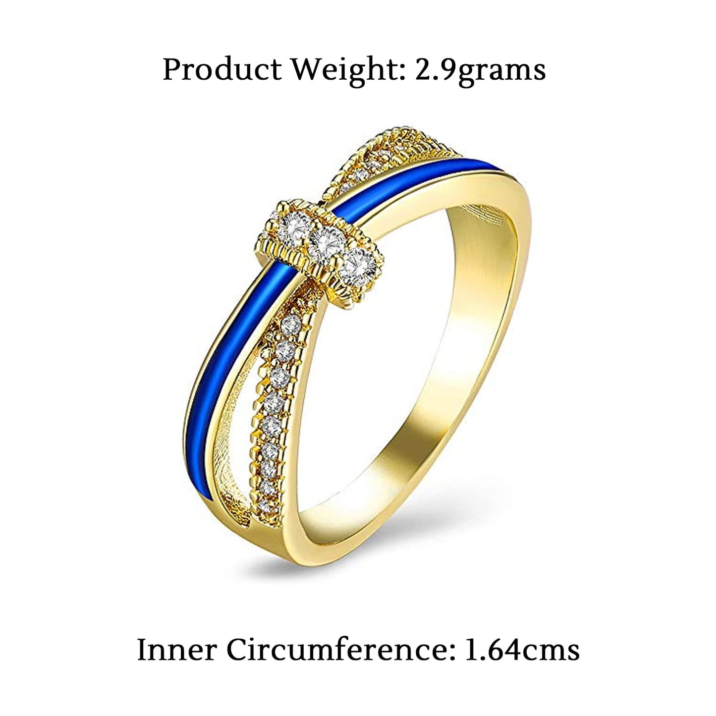 Yellow Chimes Romantic Love Knot Prong Setting 18K Gold Plated Adjustable Ring for Women & Girls