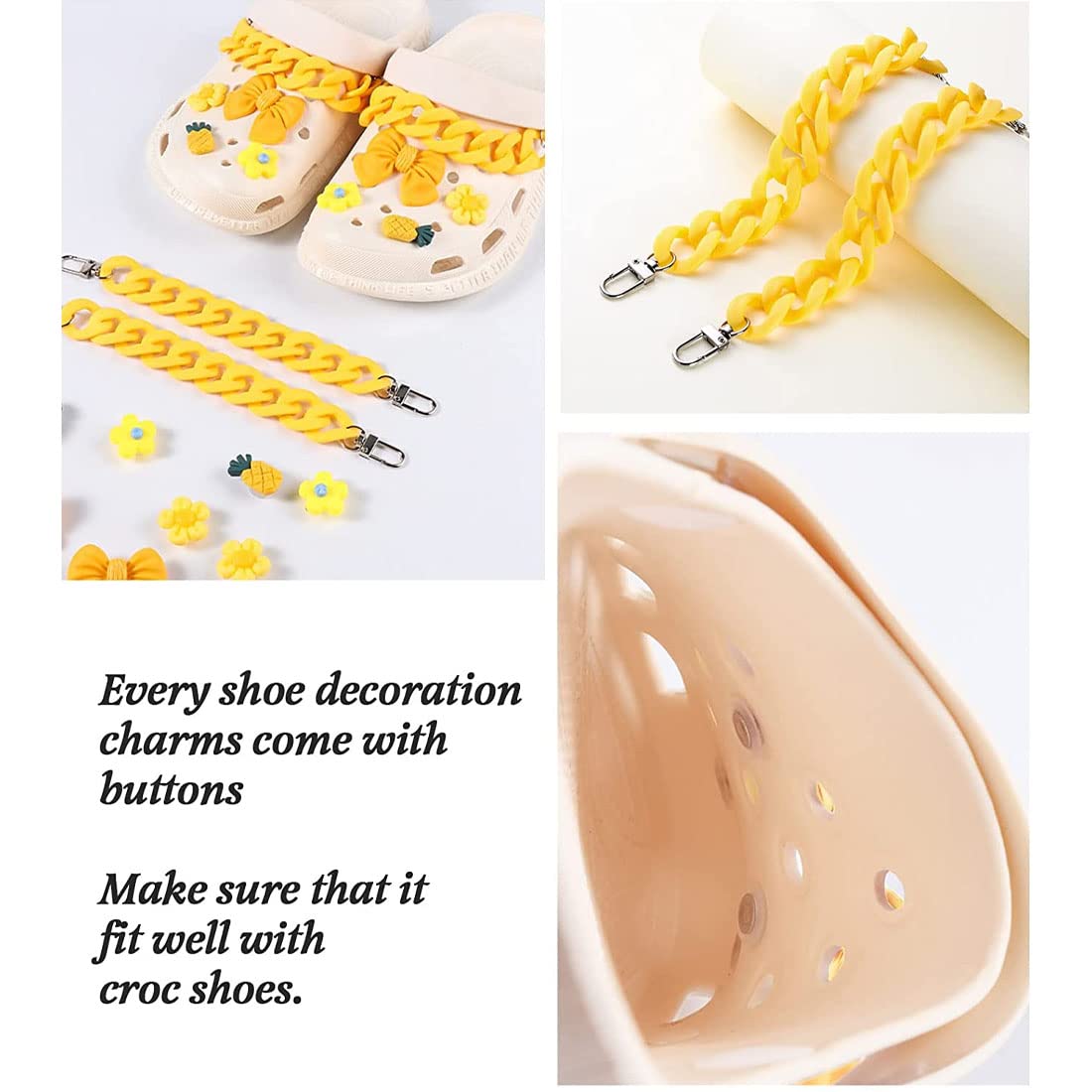 Melbees by Yellow Chimes Shoe Chains for  Kids Girls Teens | Shoe Accessories Product Design | Yellow Shoe Decoration Charms| Shoe Chains for Unisex | Shoe Chain Charms for Croc/Clogs