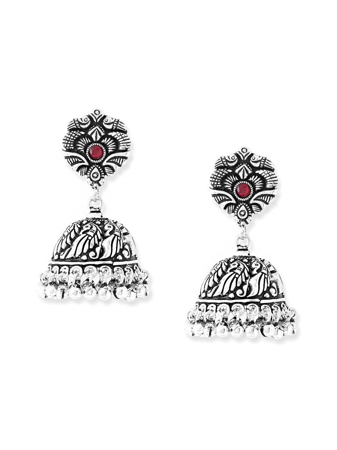 Yellow Chimes Oxidised Silver Jhumki Earrings For Women Silver Oxidised Jhumka Traditional Kolhapuri Jhumka Earrings For Women and Girls