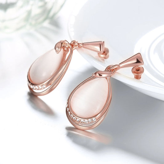 Yellow Chimes Drop Earrings for Women Fashion Rosegold Opal Stone Drop Earrings | Rosegold Plated Drop Earrings for Girls | Birthday Gift For Girls & Women Anniversary Gift for Wife