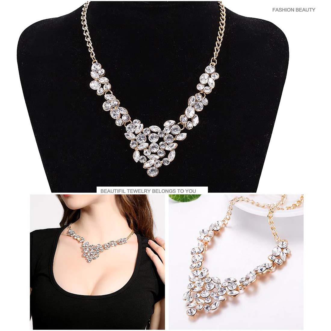 Yellow Chimes Fancy Party Ware Crystal Gold-Plated Plated Alloy Necklace for Women and Girls