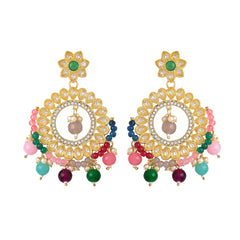 Yellow Chimes Earrings for Women and Girls Kundan Chandbali | Gold Plated Kundan Studded Beads Drop Chandbali Earrings | Birthday Gift for girls and women Anniversary Gift for Wife