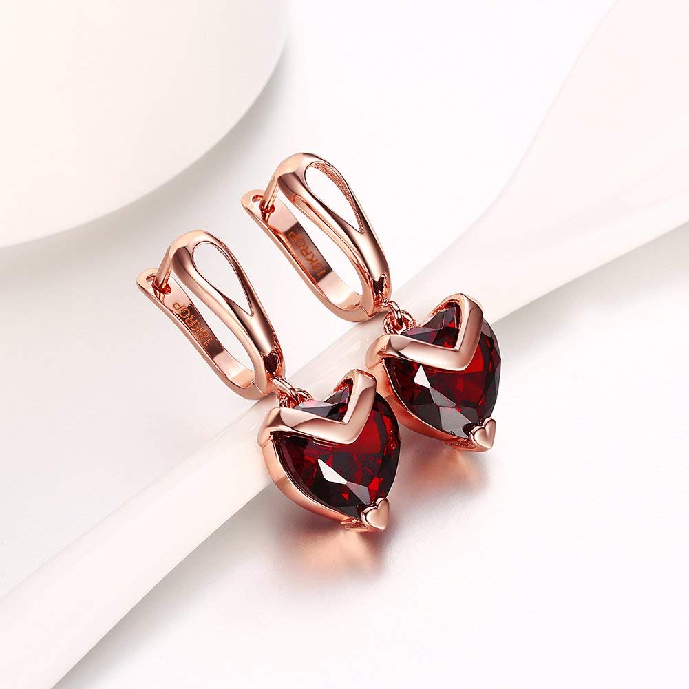 Yellow Chimes Combo of Two Pairs Classic Designer Gold Plated Hoop Rose Gold Plated Red Heart Crystal Drop Earrings for Women and Girls