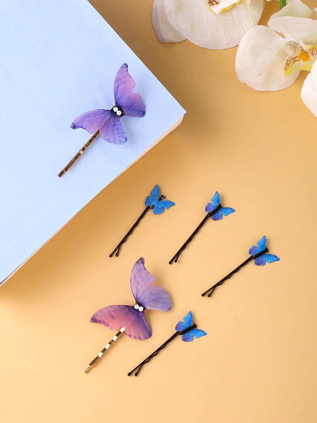 Melbees by Yellow Chimes Hair Pins for Girls Kids Hair Accessories for Girls Hair Pin 7 Pcs Butterfly Bobby Pins for Hair Multicolor Charm Hairpin Bobby Hair Pins for Girls Kids Teens Toddlers