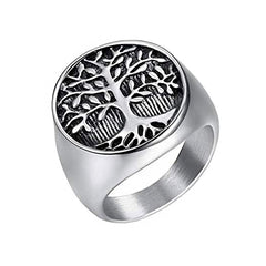Yellow Chimes Rings for Men and Boys | Silver Rings for Men | Tree Signet Shaped Men's Ring | Stainless Steel Rings for Men | Accessories Jewellery for Men | Birthday Gift for Men and Boys Anniversary Gift for Husband (Size US 10)