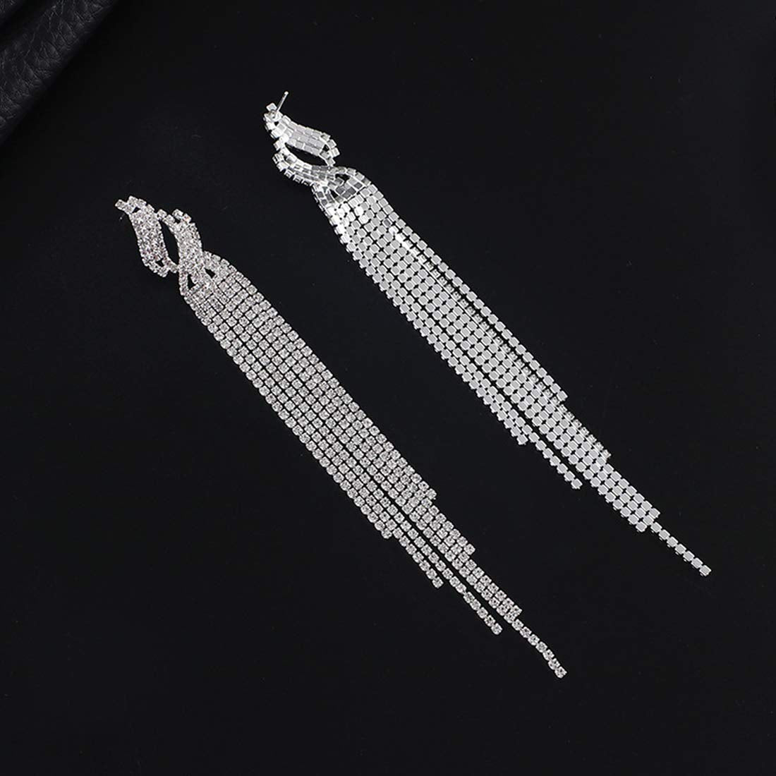 Yellow Chimes Elegant Latest Fashion Silver Plated Crystal Dangler Earrings for Women and Girls, Medium (YCFJER-605CRLDNG-SL)