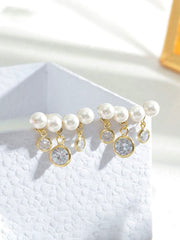 Yellow Chimes Earrings For Women Gold Tone Pearl and Crystal Beads Studded Stud Drop Eaarings For Women and Girls