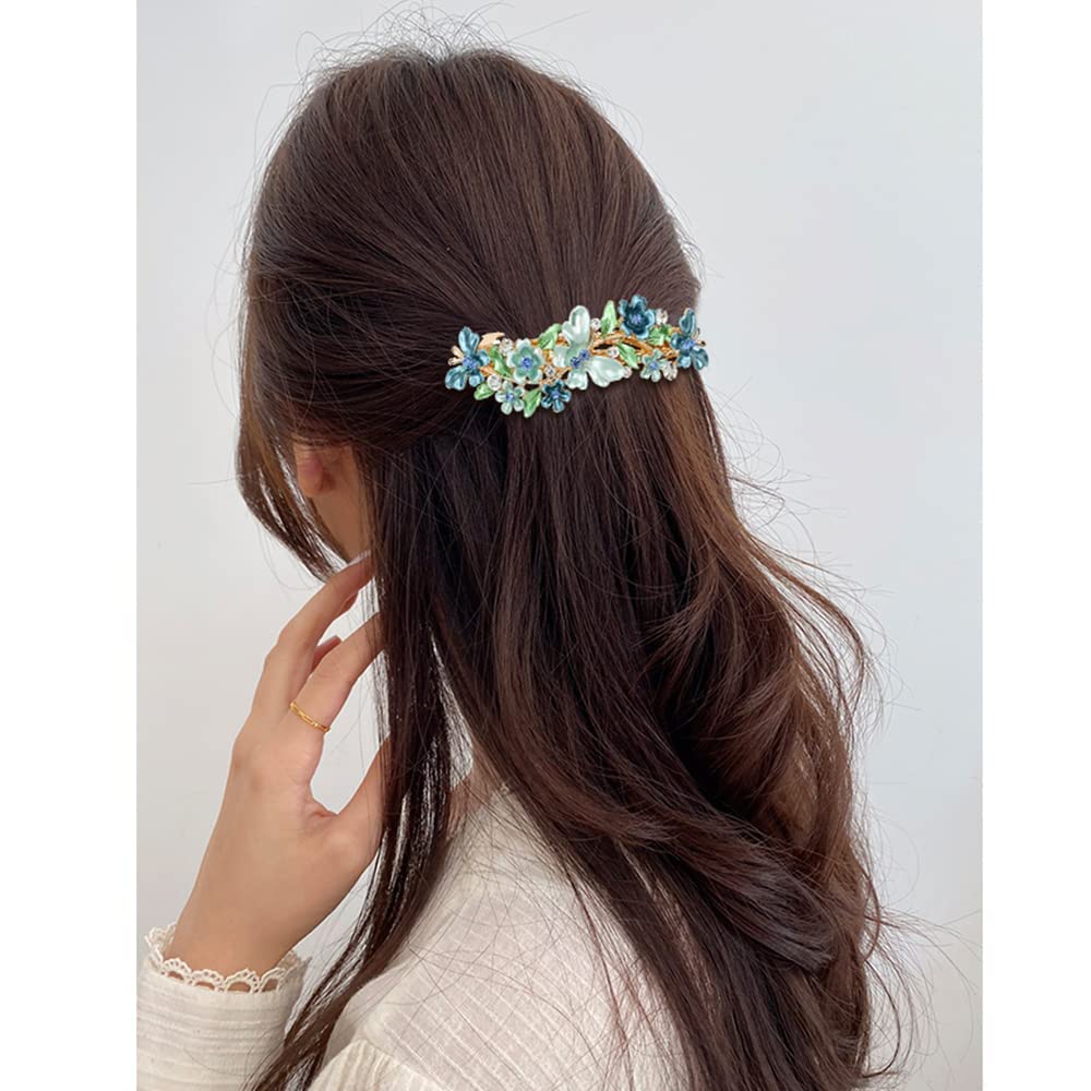 Yellow Chimes Hair Clips for Women Girls Barrette Hair Clips for Women Hair Accessories for Women Enameled Butterfly Clips for Women Blue French Barrette Hair Clips for Women and Girls Gift For Women & Girls