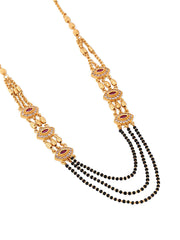 Yellow Chimes Mangal Sutra for Women Gold Toned Red Crystal Studded Eye Designed Black Beads Mangal Sutra for Women and Girls