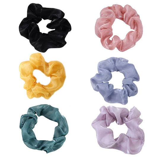 Yellow Chimes Scrunchies for Women Hair Accessories for Women 6 Pcs Satin Scrunchies Set Rubber Bands Multicolor Scrunchie Ponytail Holders Hair Ties for Women and Girls Gifts for Women and Girls