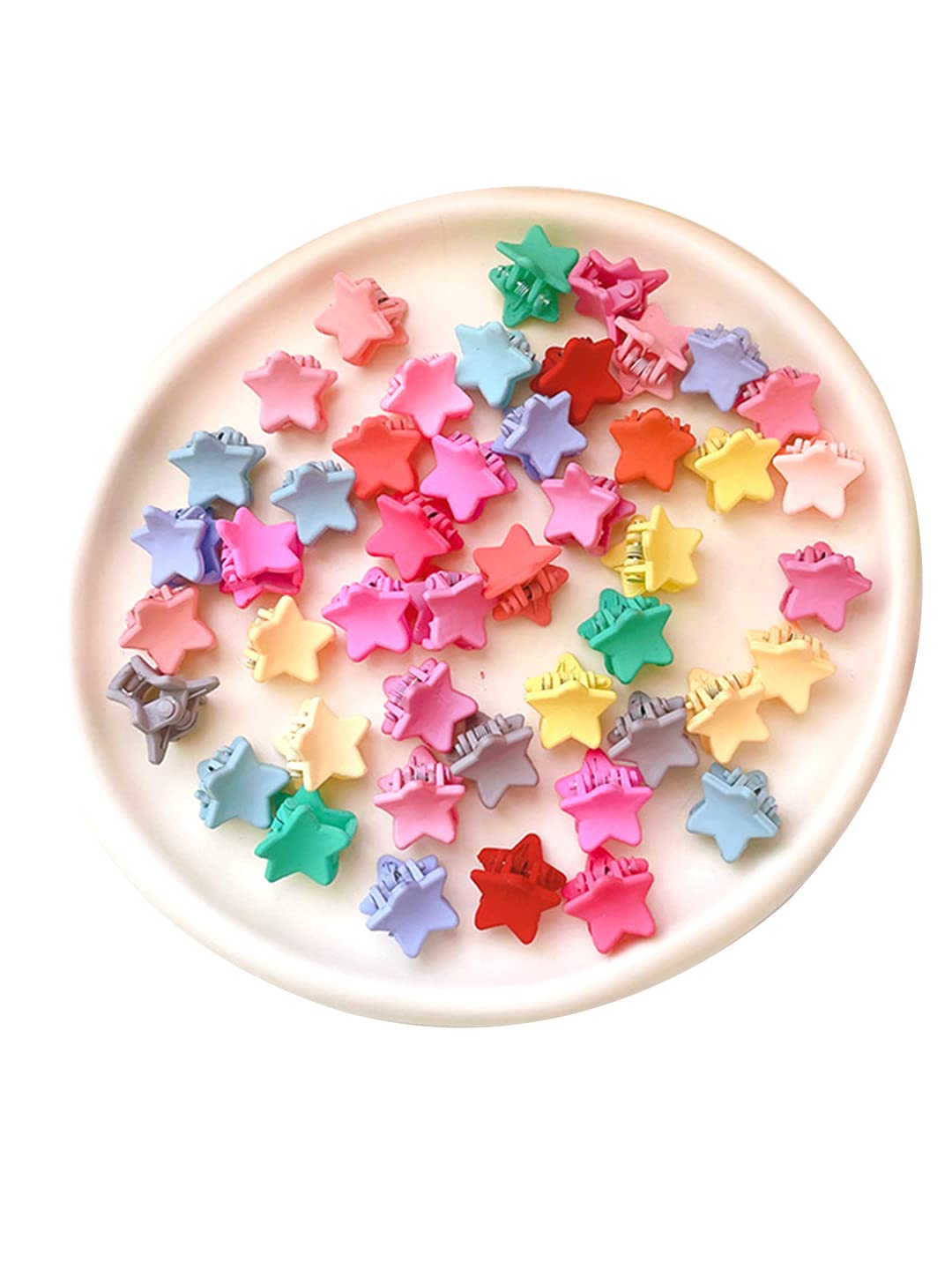 Melbees by Yellow Chimes Hair Clips for Girls Kids Hair Accessories for Girls Hair Claw Clips for Girls Kids Multicolor Star Small Claw Clip 50 Pcs Mini Hair Claw Clips for Girls Baby's Clutchers for Hair