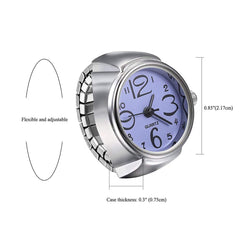 Yellow Chimes Rings for Women Stainless Steel Purple Dial Analog Watch Ring Stretchable Ring Watch for Women and Girls.