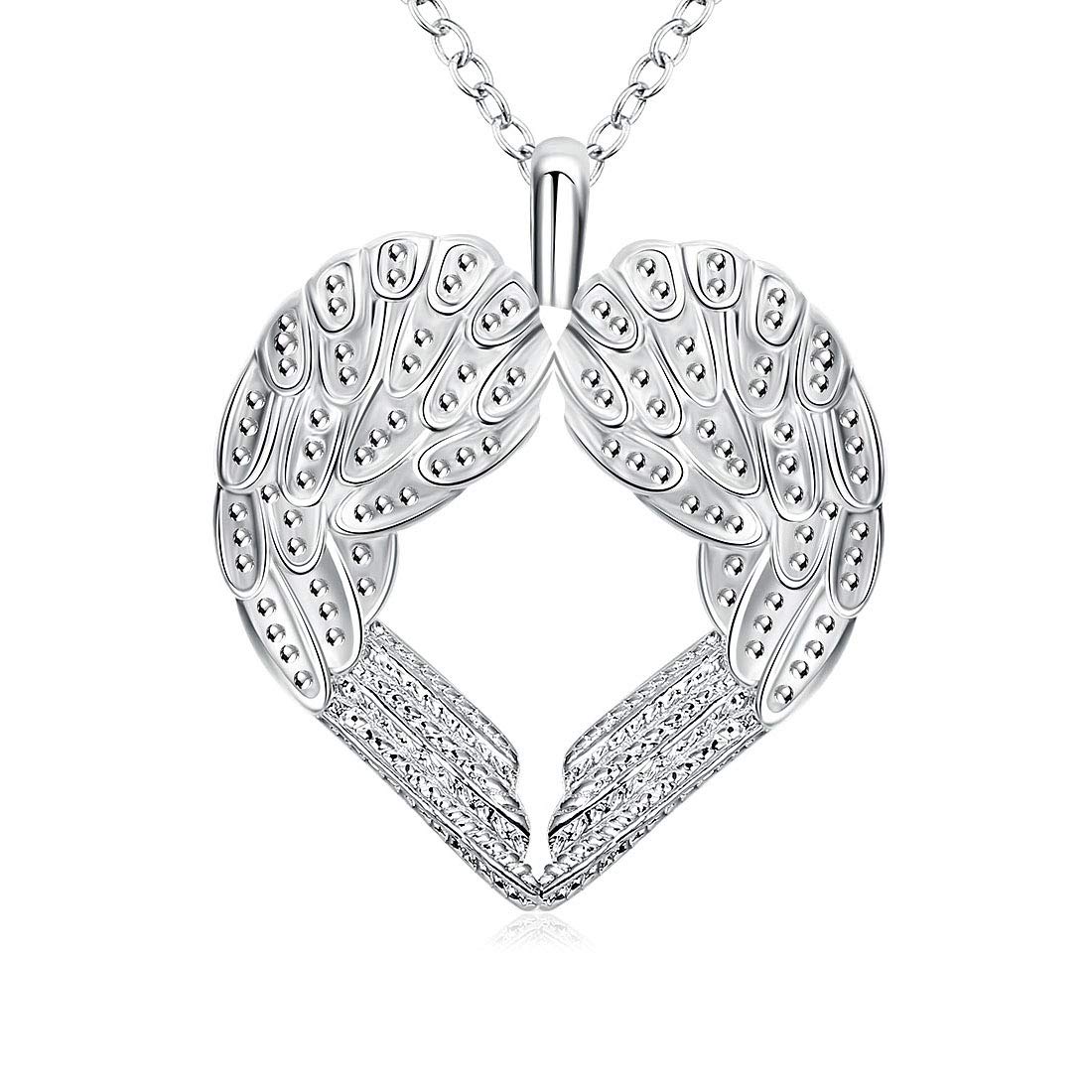 Yellow Chimes Angel Heart Silver Necklace for Women And Girls