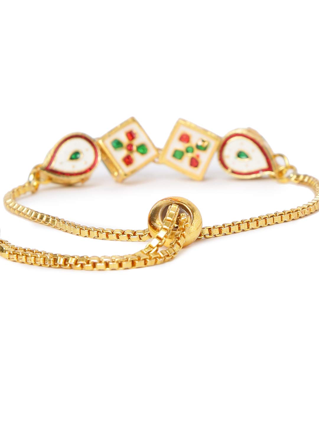 Yellow Chimes Rakhi for Brother and Bhabhi Gold Plated Kundan Bhaiya Bhabhi Rakhi Set Handmade Dori Worked Rakhi Combo of 2 PCs Men Rakhi Bracelet With Roli & Chawal