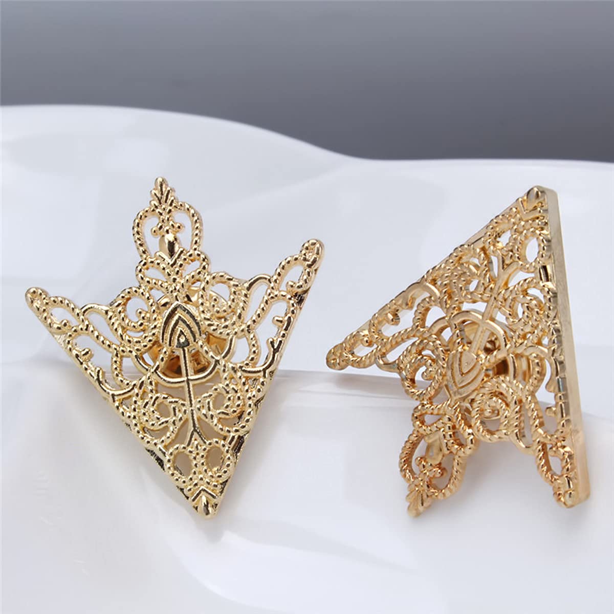 Yellow Chimes Collar Pins For Women and Men Gold Tone Metal Gril Triangular Collar Pin For Unisex