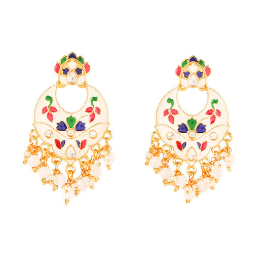 Yellow Chimes Beautifully Enamelled Stylish Gold Plated Meenakari Chandbali Earrings for Women and Girls…