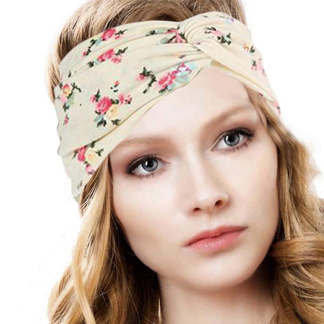 Yellow Chimes Head Band for Women Girls Hair Accessories for Women Fabric Headband for Women Broad Hair Band Boho Knotted Headband Head Wrap Criss Cross Hair Band Elastic Hair Band Hair Accessories