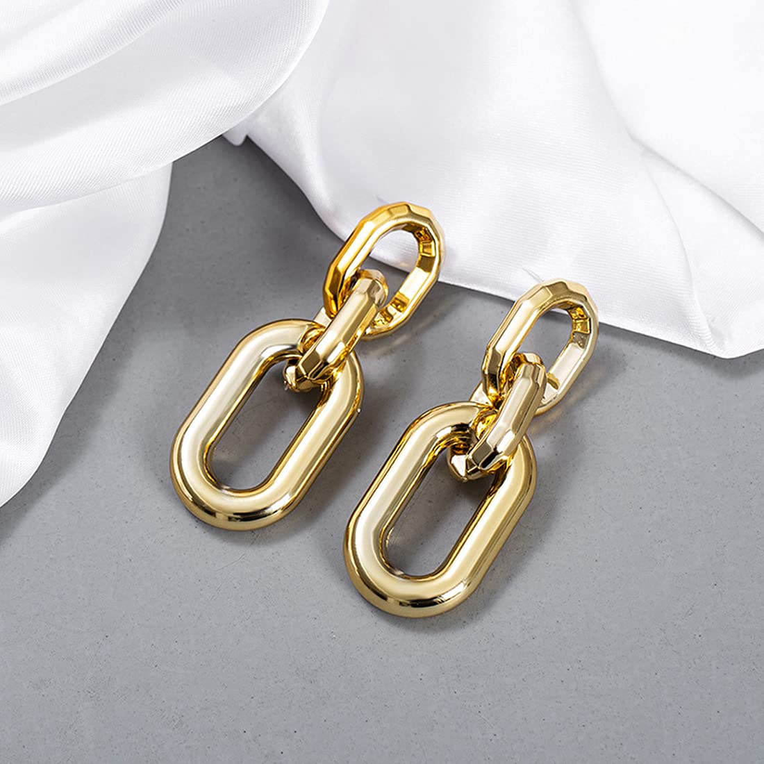 Yellow Chimes Drop Earrings for Women Combo of 2 Pairs Gold Plated Geometric Design Chain Drop Earrings for Women and Girls.