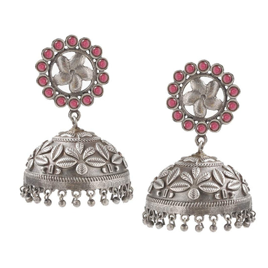 Yellow Chimes Genuine Silver look-alike Oxidised Jhumka Earrings Silver Polish Traditional Jhumka Earrings for Women & Girls