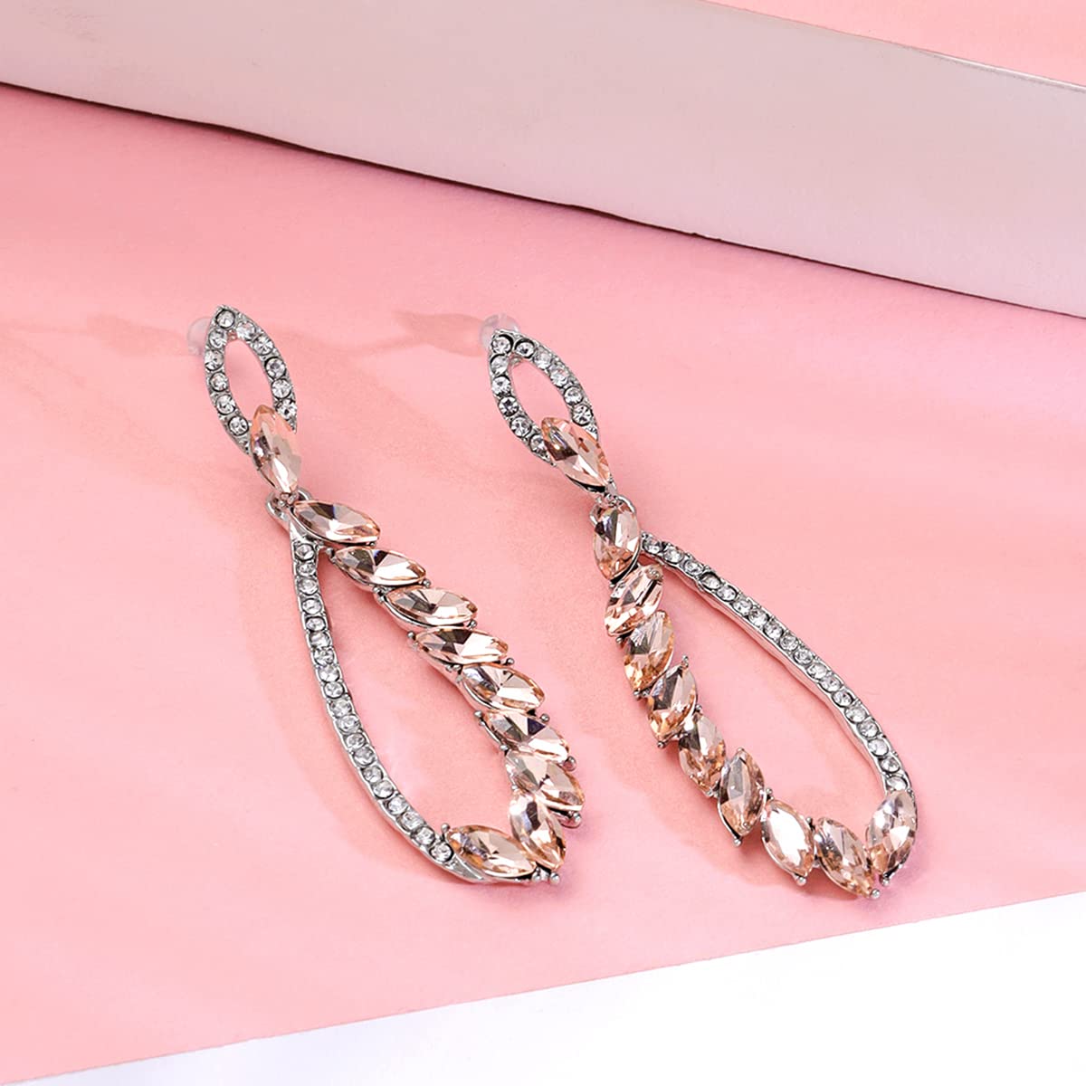 Yellow Chimes Danglers Earrings for Women Pink Crystal Danglers Elegant Silver Plated Long Danglers Earrings for Women and Girls.