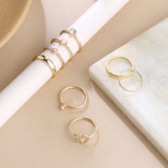 Yellow Chimes Rings for Women and Girls Aesthetic Stack Ring Set |Gold Plated Aesthetic Knuckle Rings Set |Birthday Gift For girls and women Anniversary Gift for Wife