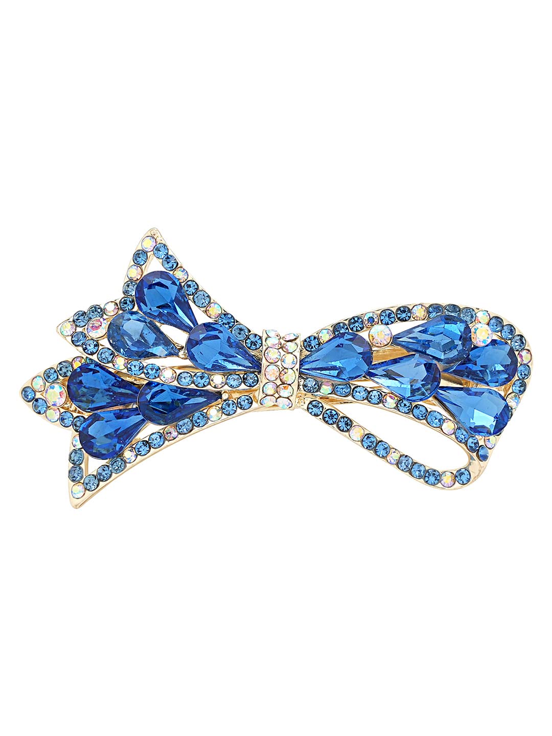 Yellow Chimes Hair Clips for Women Girls Barrette Hair Clips for Women Hair Accessories for Women Bow Clips for Women Blue Crystal French Barrette Hair Clips for Women and Girls Gift For Women & Girls