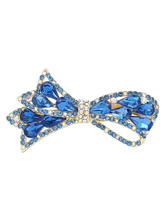 Yellow Chimes Hair Clips for Women Girls Barrette Hair Clips for Women Hair Accessories for Women Bow Clips for Women Blue Crystal French Barrette Hair Clips for Women and Girls Gift For Women & Girls