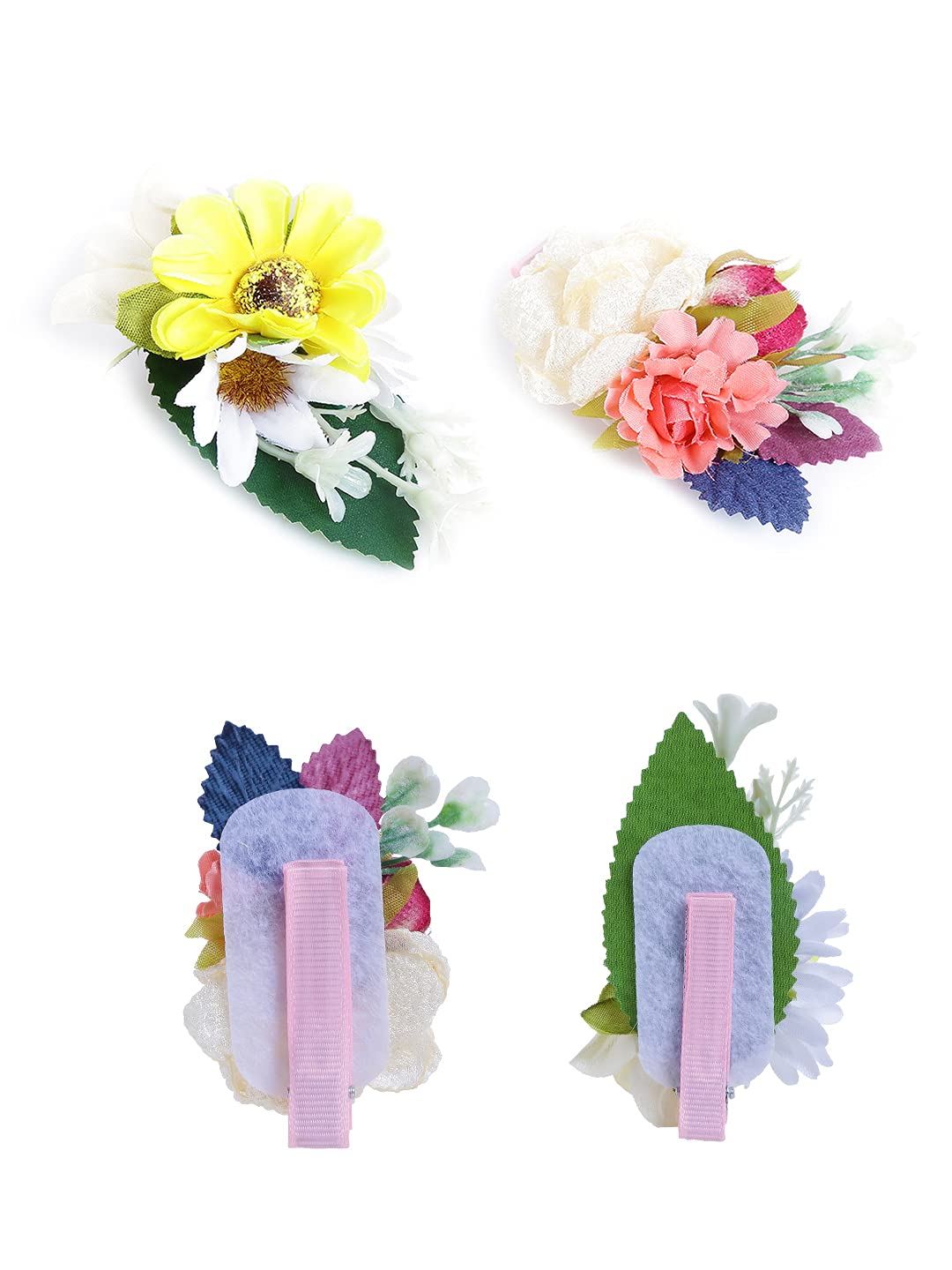 Melbees by Yellow Chimes Hair Clips for Girls Kids Hair Accessories for Girls Baby's Hair Clip Cute 2 PCS Multicolor Floral Alligator Hair Clips For Hair Alligator Clips for Girls Kids Teens Toddlers