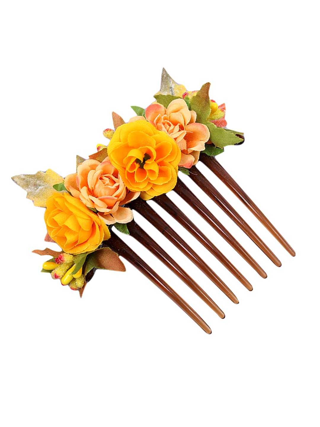 Yellow Chimes Comb Pin for Women Hair Accessories for Women Floral Hair Pins for Women Artificial Floral Hair Pin Bridal Hair Accessories for Wedding Side Pin/Hair Clip/Juda Pin Accessories for Women