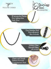 Yellow Chimes Chain for Men and Boys Black Chain Interlinked Neck Chain | Stainless Steel Chains for Men | Accessories Jewellery for Men | Birthday Gift for Men & Boys Anniversary Gift for Husband
