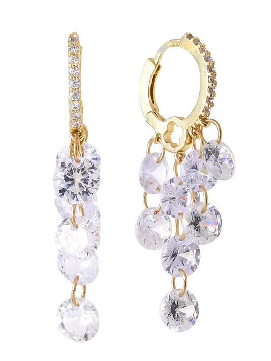 Yellow Chimes Earrings for Women and Girls Fashion Hoops for Girls | Gold Plated Stone Drop Designed Hoop Earrings | Birthday Gift for girls and women Anniversary Gift for Wife