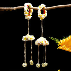 Yellow Chimes Kalira for Girls White Floral Designed Traditional Wedding Bridal Kalira Keleera Kalire Set for Women and Girls