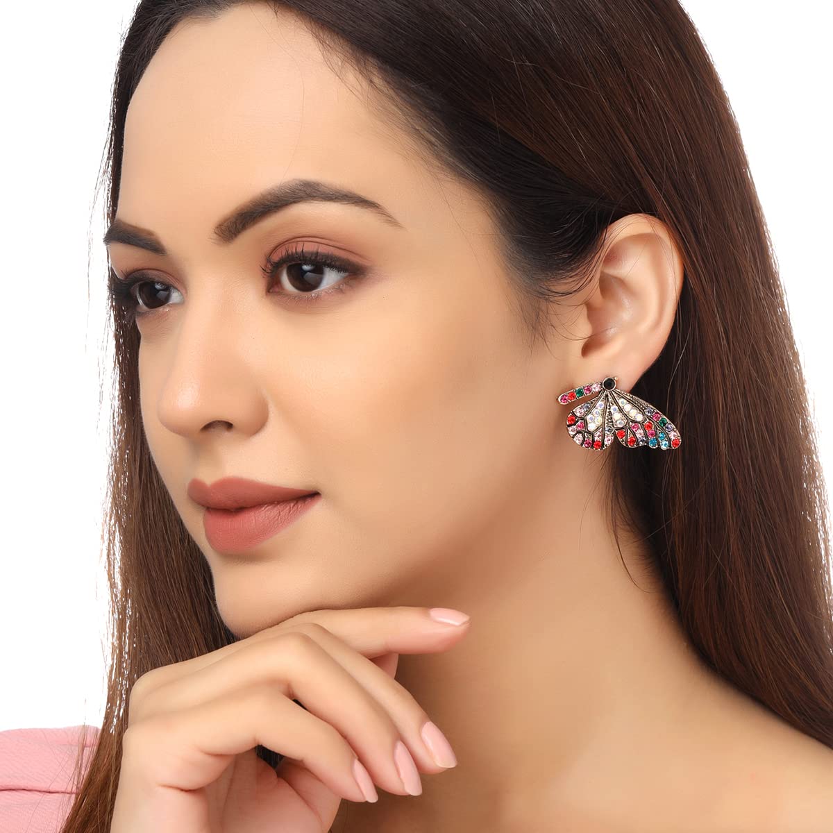 Yellow Chimes Earrings For Women Multicolor Butterfly Designed Stud Drop Earrings For Women and Girls