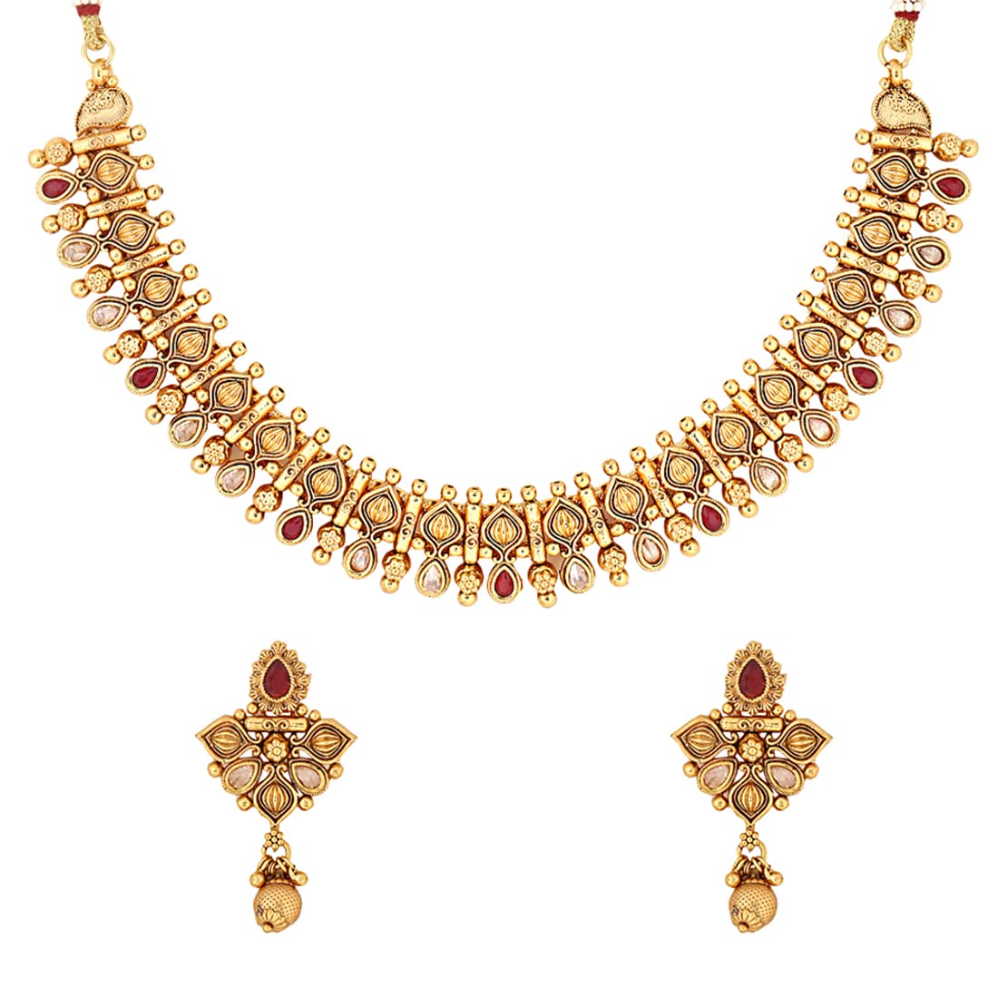 Yellow Chimes Jewellery Set for Women Gold Toned Crystal Studded Choker Necklace Set with Earrings for Women and Girls