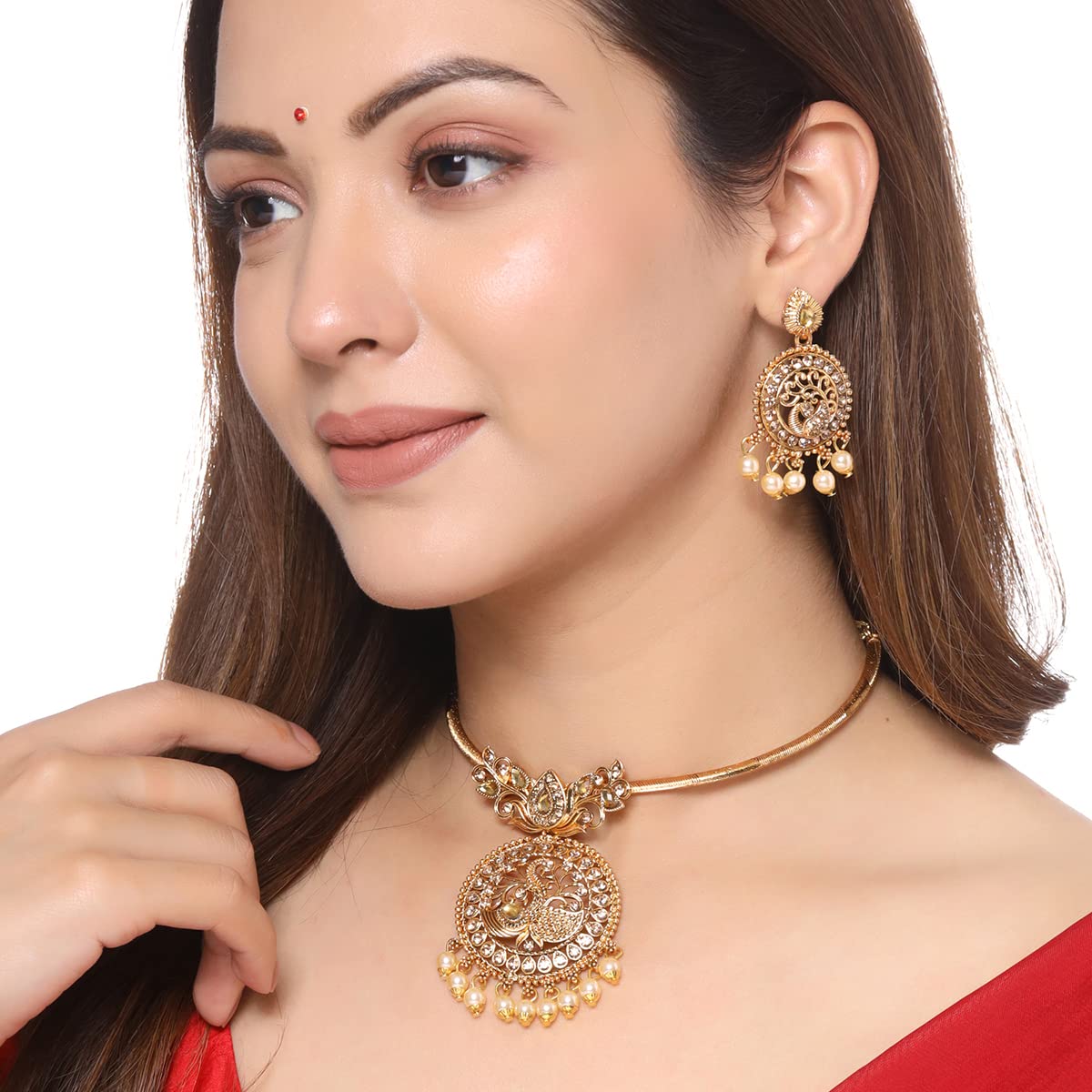 Yellow Chimes Jewellery Set for Women and Girls Traditional Jewellery Set Bridal Gold Plated Choker Necklace Set | Birthday Gift for girls and women Anniversary Gift for Wife