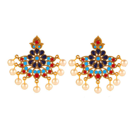 Yellow Chimes Beautifully Enamelled Stylish Gold Plated Meenakari Chandbali Earrings for Women and Girls…