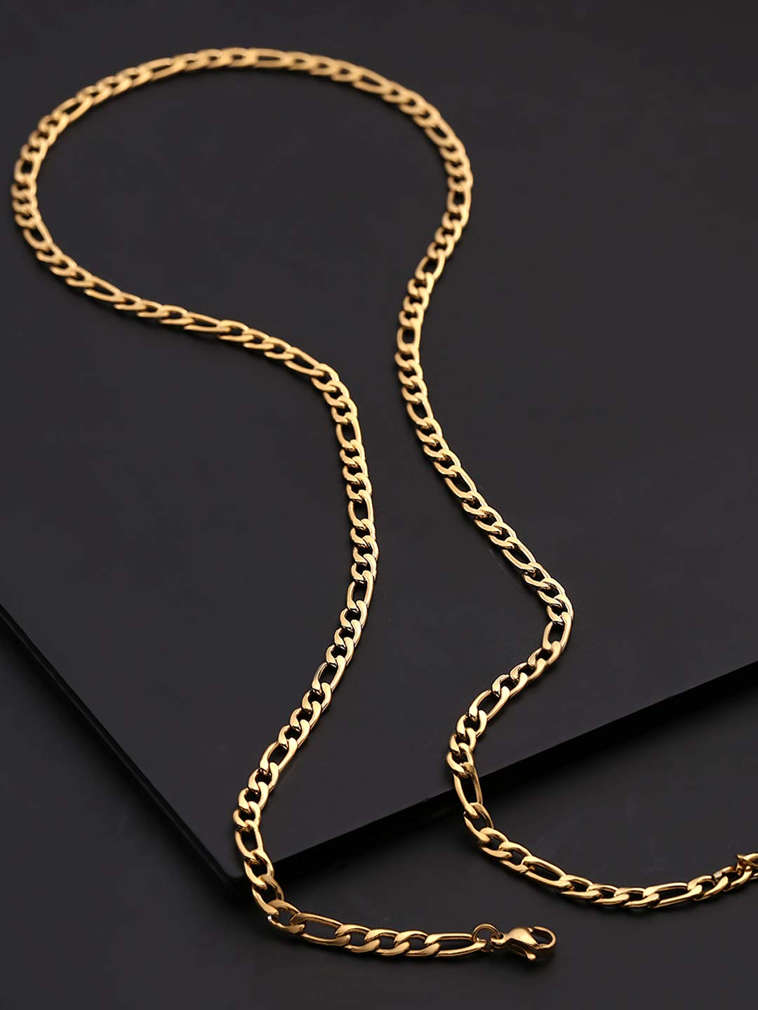 Yellow Chimes Chain for Men and Boys Gold Figaro Neck Chain for Men | Stainless Steel Chains for Men | Birthday Gift for Men and Boys Anniversary Gift for Husband