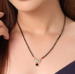 Yellow Chimes Mangalsutra for Women Gold Plated Black Beads Mangal Sutra Pendant Necklace for Women and Girls.