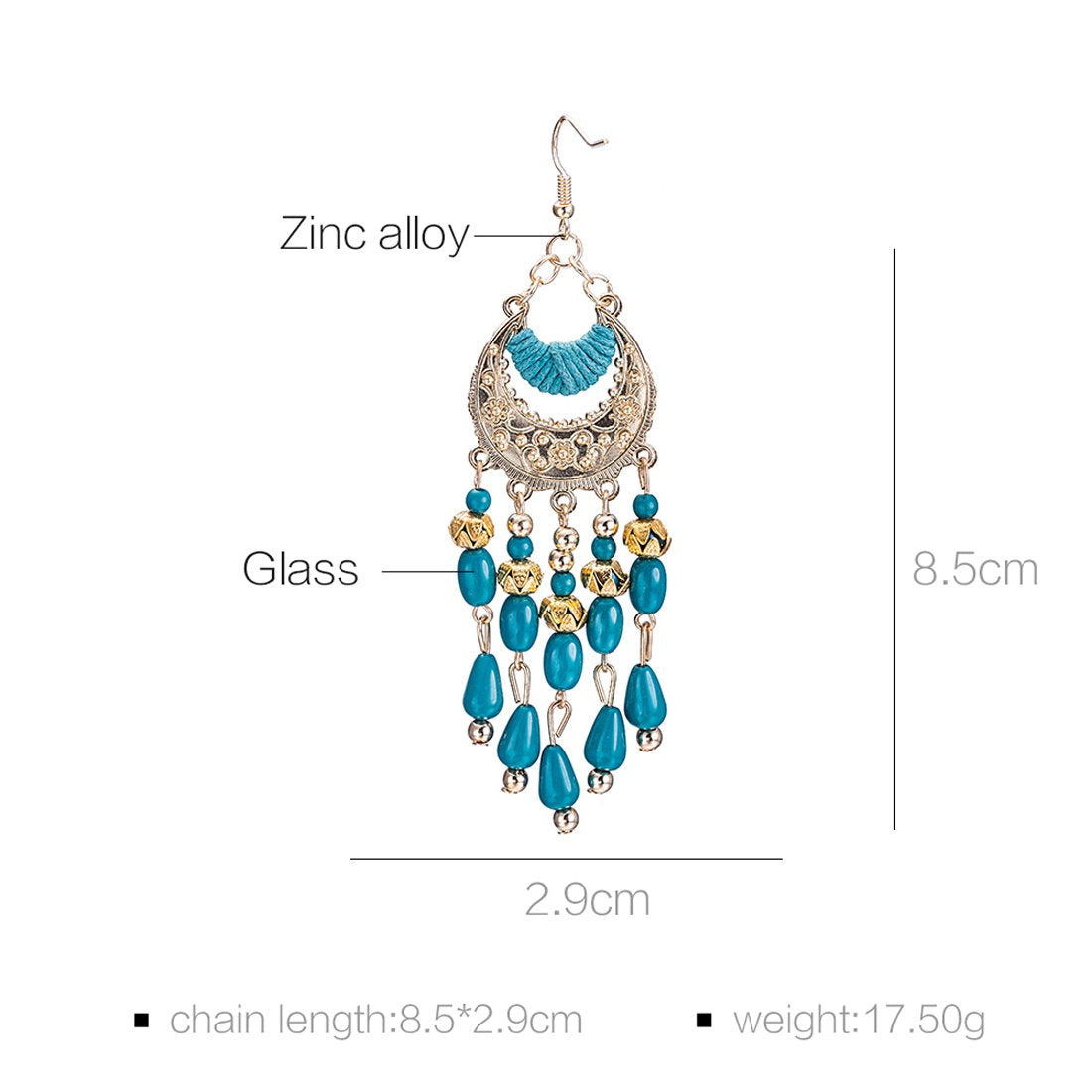 Yellow Chimes Blue Beads Dangle Earrings for Women and Girls